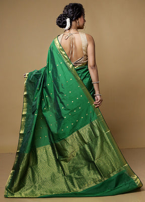 Green Kanjivaram Silk Saree With Blouse Piece