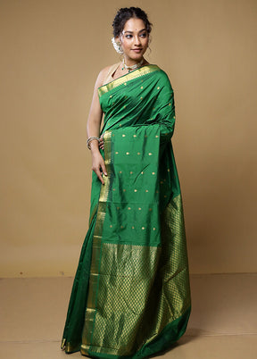 Green Kanjivaram Silk Saree With Blouse Piece