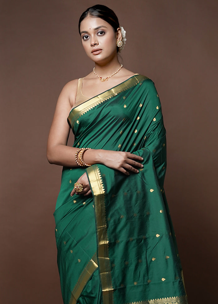 Green Kanjivaram Silk Saree With Blouse Piece