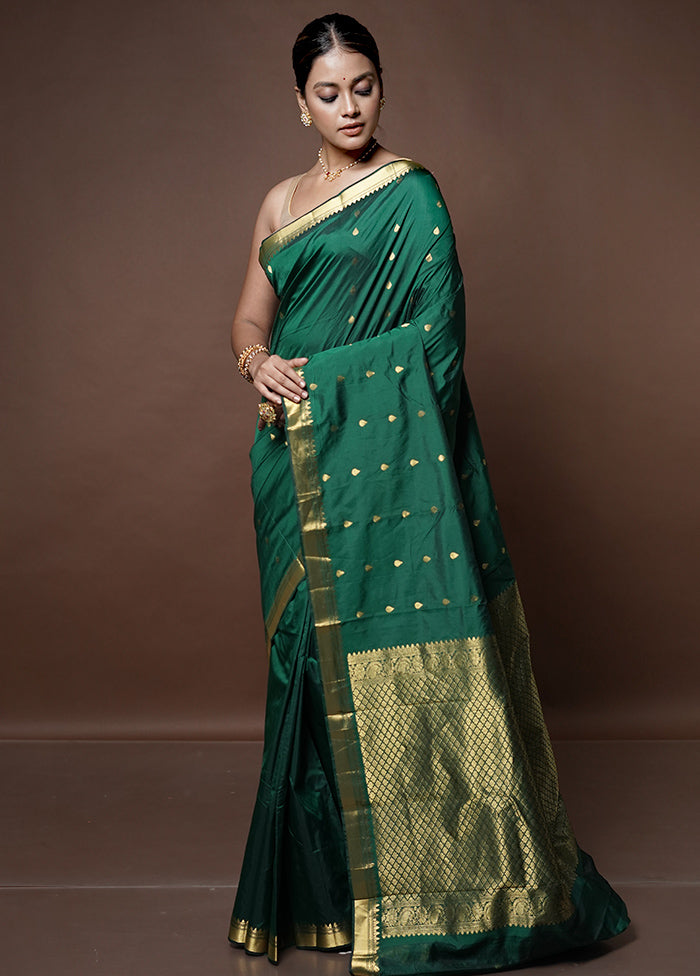 Green Kanjivaram Silk Saree With Blouse Piece