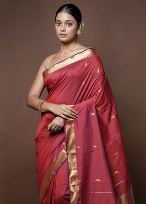 Maroon Kanjivaram Silk Saree With Blouse Piece