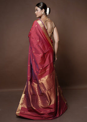 Maroon Kanjivaram Silk Saree With Blouse Piece