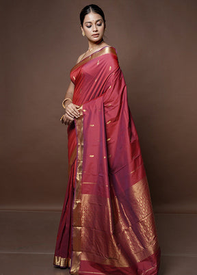 Maroon Kanjivaram Silk Saree With Blouse Piece