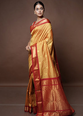 Yellow Kanjivaram Silk Saree With Blouse Piece