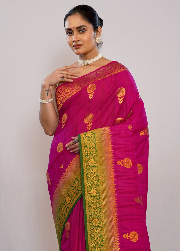 Pink Dupion Silk Saree With Blouse Piece - Indian Silk House Agencies