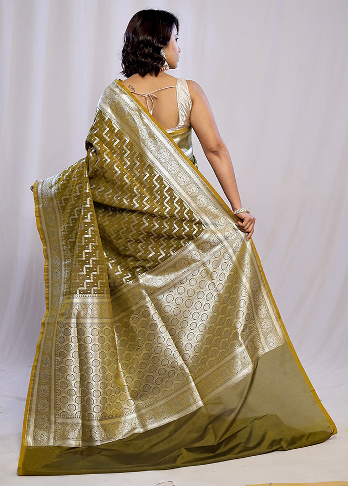 Green Uppada Silk Saree With Blouse Piece - Indian Silk House Agencies