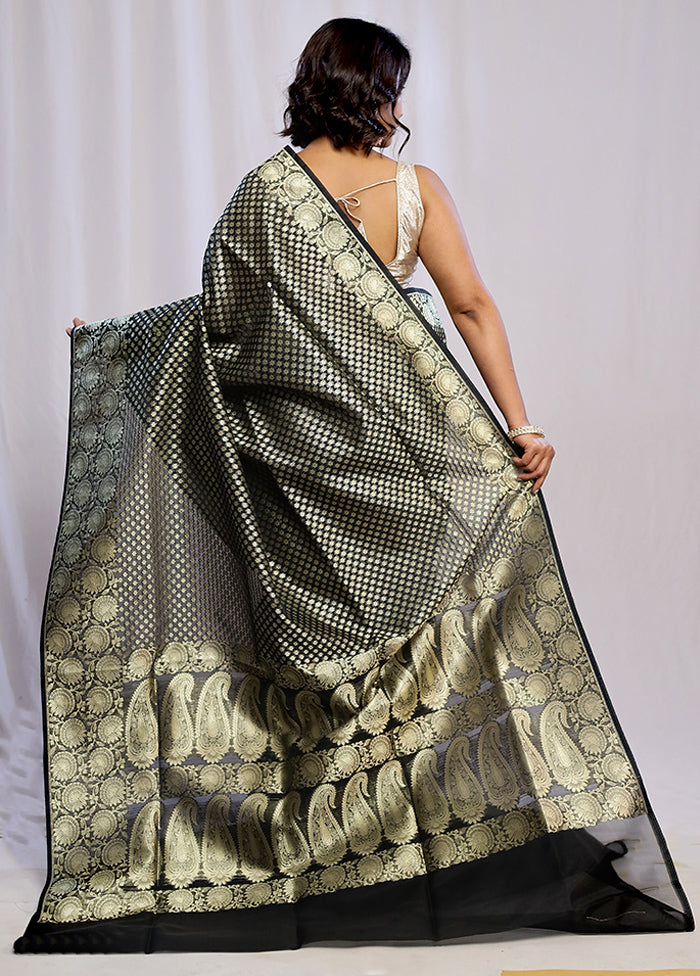 Black Uppada Silk Saree With Blouse Piece - Indian Silk House Agencies