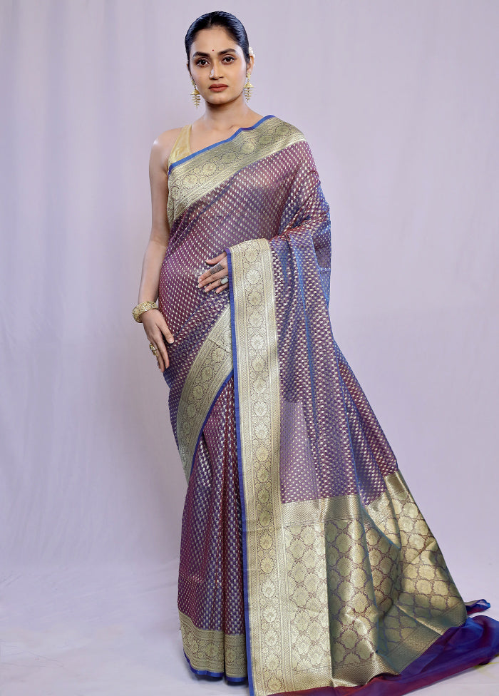 Purple Uppada Silk Saree With Blouse Piece - Indian Silk House Agencies