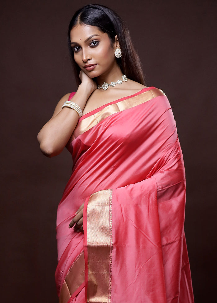 Pink Kanjivaram Silk Saree Without Blouse Piece - Indian Silk House Agencies