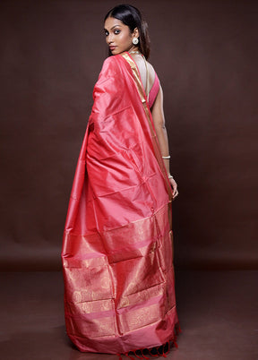 Pink Kanjivaram Silk Saree Without Blouse Piece - Indian Silk House Agencies