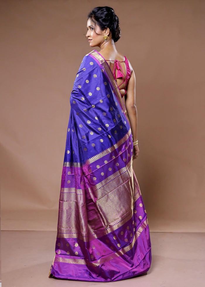 Blue Kanjivaram Pure Silk Saree With Blouse Piece - Indian Silk House Agencies