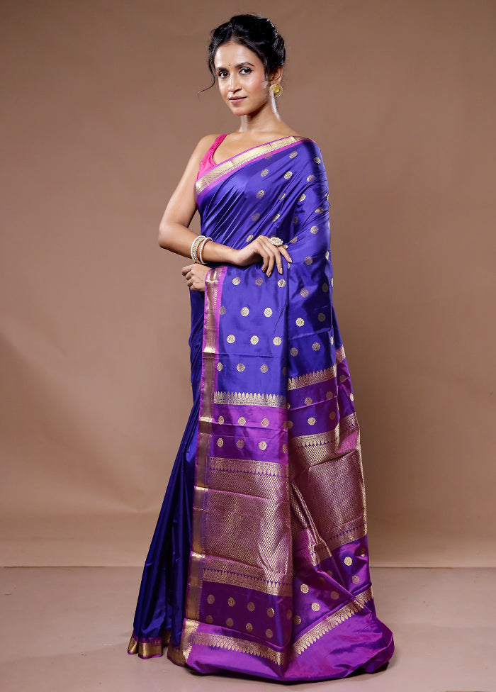 Blue Kanjivaram Pure Silk Saree With Blouse Piece - Indian Silk House Agencies