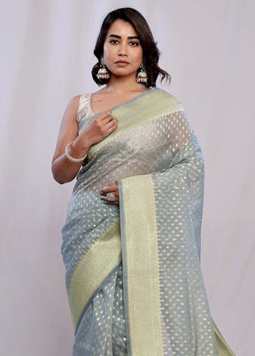 Grey Uppada Silk Saree With Blouse Piece - Indian Silk House Agencies