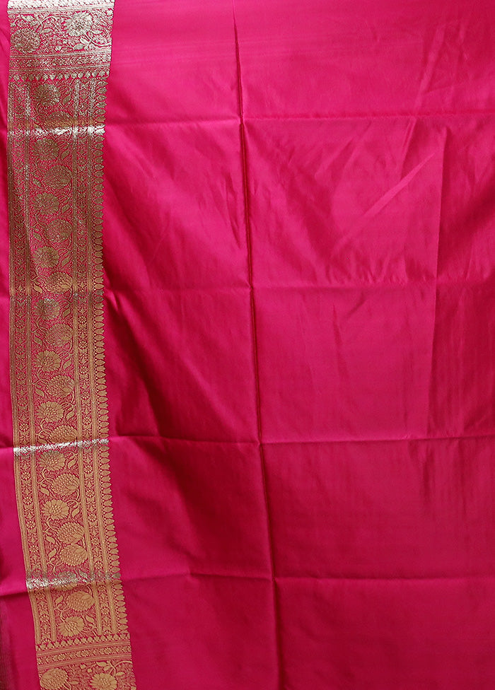 Pink Banarasi Silk Saree With Blouse Piece