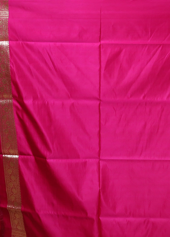 Pink Banarasi Silk Saree With Blouse Piece