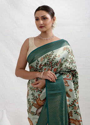 Green Dupion Silk Saree With Blouse Piece - Indian Silk House Agencies