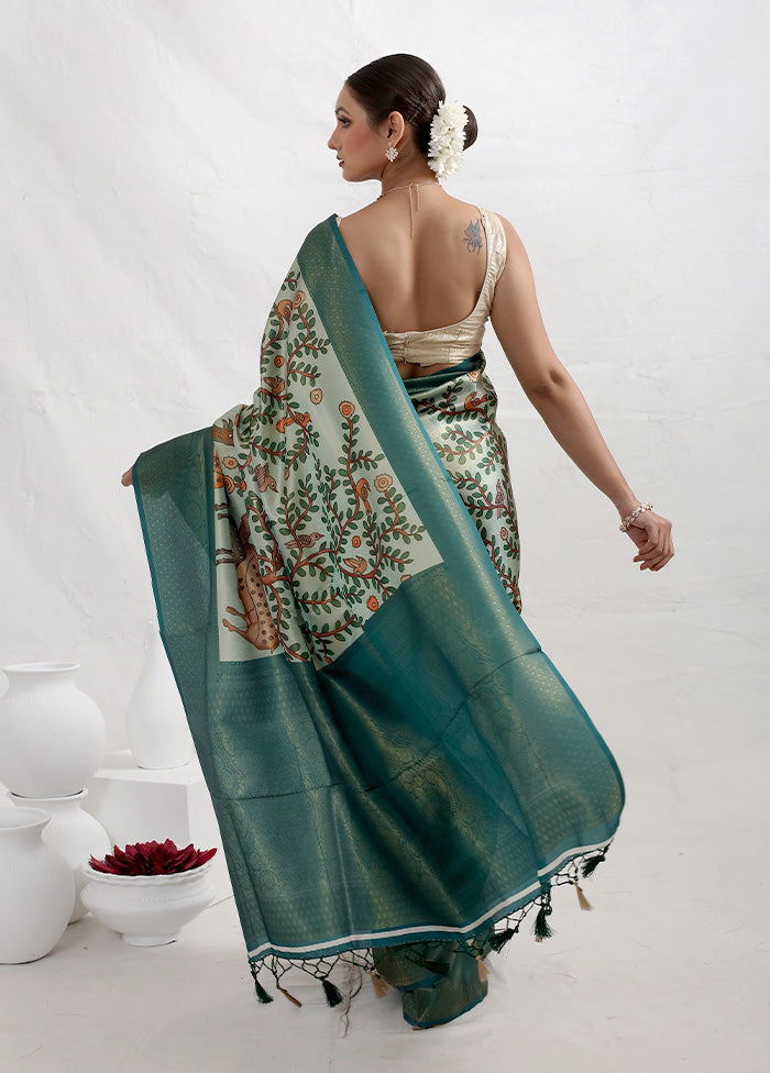 Green Dupion Silk Saree With Blouse Piece - Indian Silk House Agencies