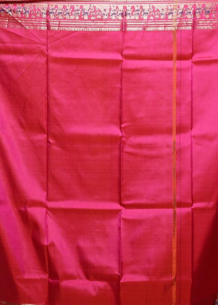 Pink Handloom Swarnachuri Pure Silk Saree With Blouse Piece