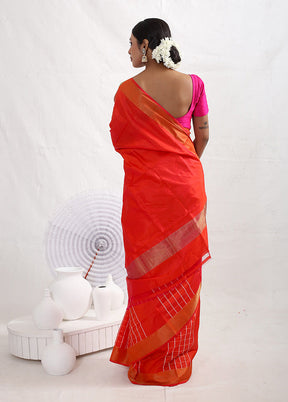 Red Pure Kalakhetra Silk Saree With Blouse Piece - Indian Silk House Agencies