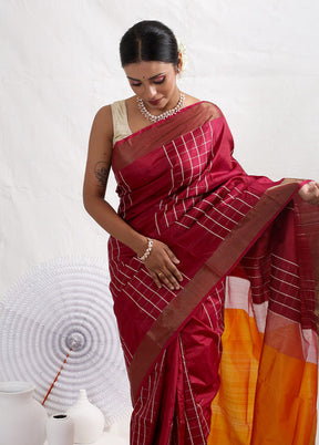 Maroon Pure Kalakhetra Silk Saree With Blouse Piece - Indian Silk House Agencies