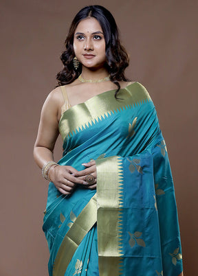 Green Kanjivaram Silk Saree With Blouse Piece - Indian Silk House Agencies