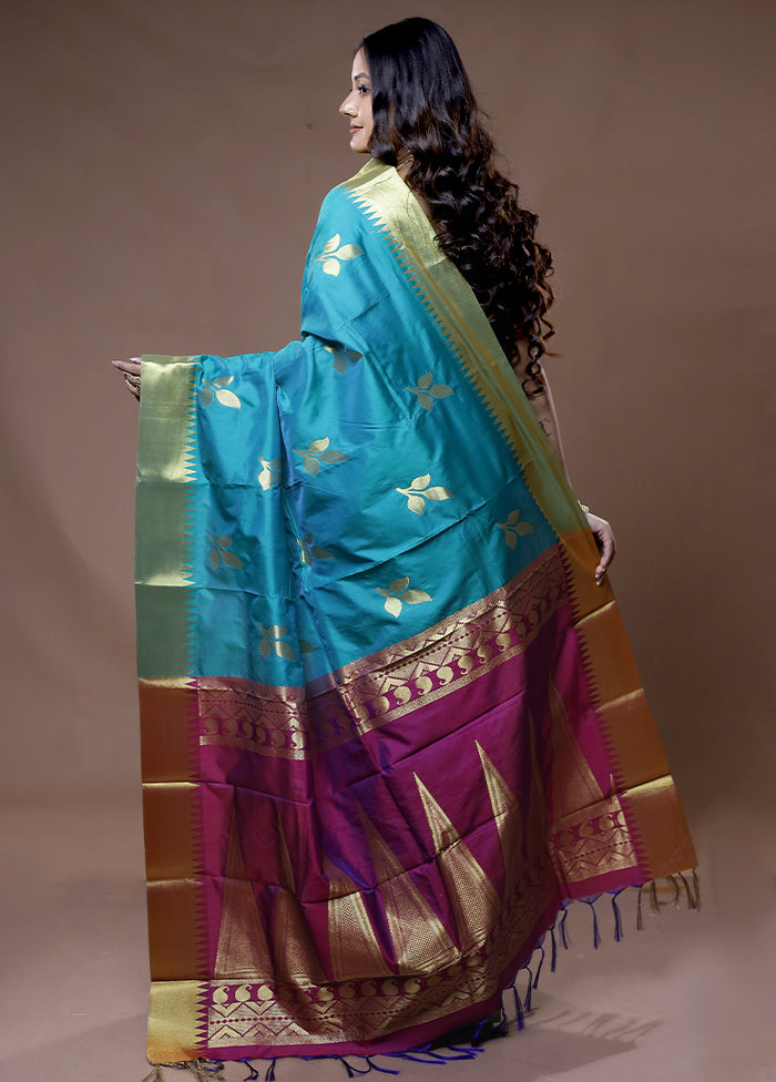 Green Kanjivaram Silk Saree With Blouse Piece - Indian Silk House Agencies