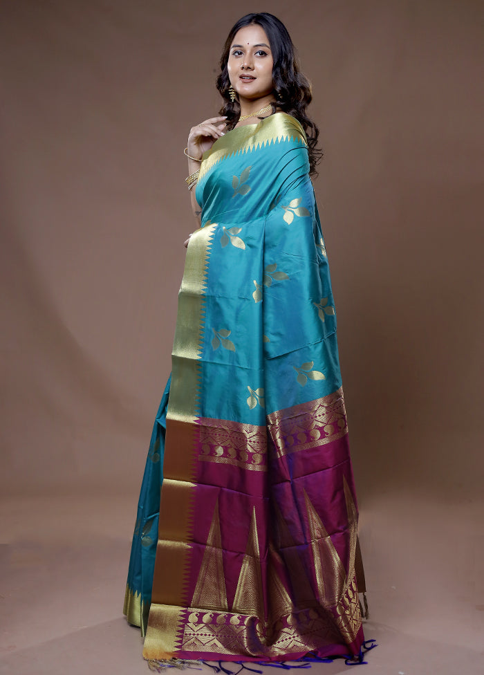 Green Kanjivaram Silk Saree With Blouse Piece - Indian Silk House Agencies