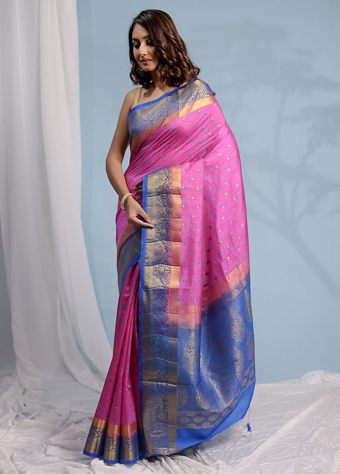 Pink Dupion Silk Saree With Blouse Piece - Indian Silk House Agencies