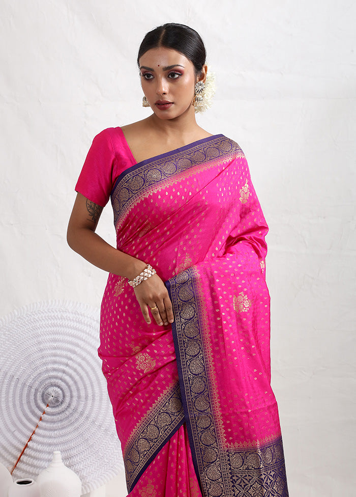 Pink Dupion Silk Saree With Blouse Piece - Indian Silk House Agencies