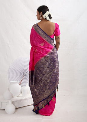 Pink Dupion Silk Saree With Blouse Piece - Indian Silk House Agencies