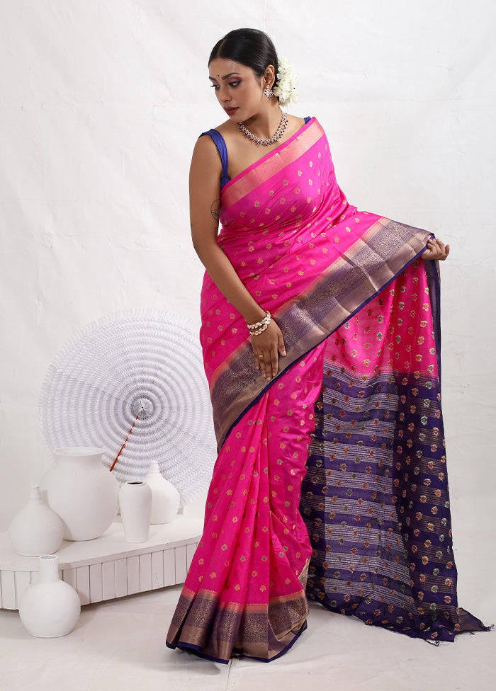 Pink Dupion Silk Saree With Blouse Piece - Indian Silk House Agencies