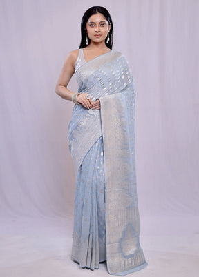 Grey Georgette Saree With Blouse Piece - Indian Silk House Agencies