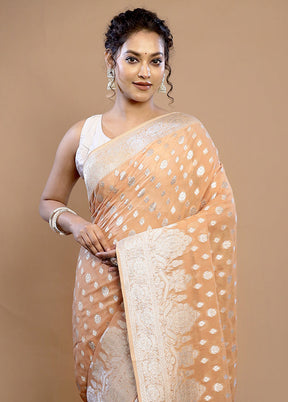 Peach Georgette Saree With Blouse Piece - Indian Silk House Agencies