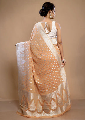 Peach Georgette Saree With Blouse Piece - Indian Silk House Agencies