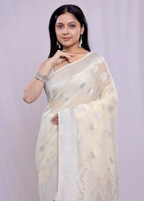 Cream Georgette Saree With Blouse Piece - Indian Silk House Agencies