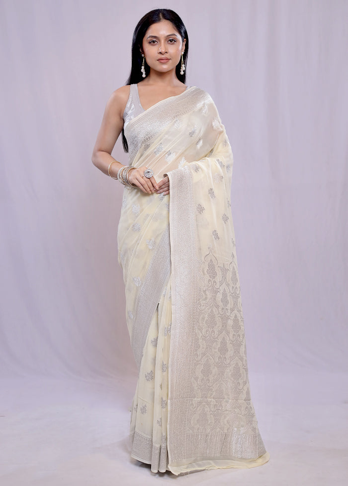 Cream Georgette Saree With Blouse Piece - Indian Silk House Agencies