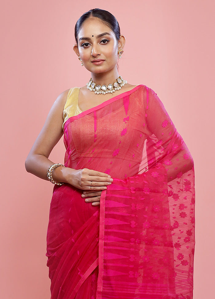 Pink Tant Cotton Saree Without Blouse Piece - Indian Silk House Agencies