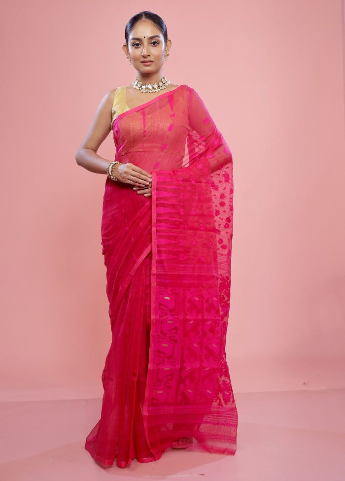 Pink Tant Cotton Saree Without Blouse Piece - Indian Silk House Agencies