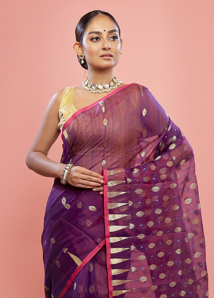 Purple Tant Cotton Saree Without Blouse Piece - Indian Silk House Agencies