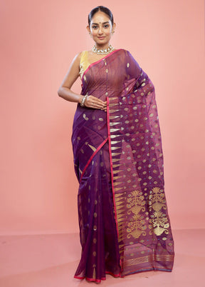 Purple Tant Cotton Saree Without Blouse Piece - Indian Silk House Agencies