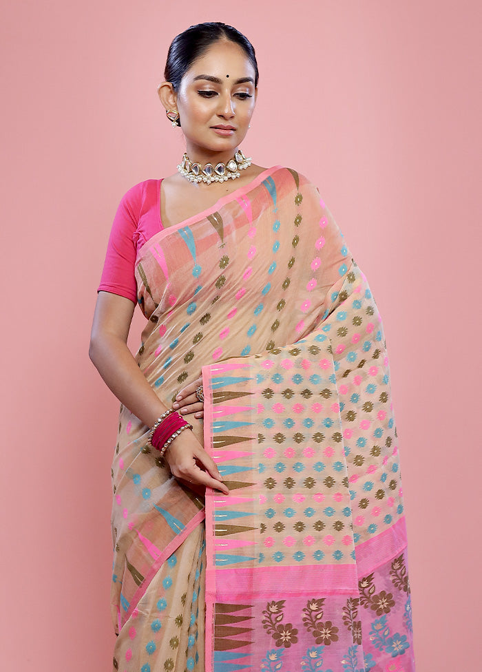 Pink Tant Cotton Saree Without Blouse Piece - Indian Silk House Agencies