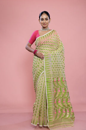 Cream Tant Cotton Saree Without Blouse Piece - Indian Silk House Agencies