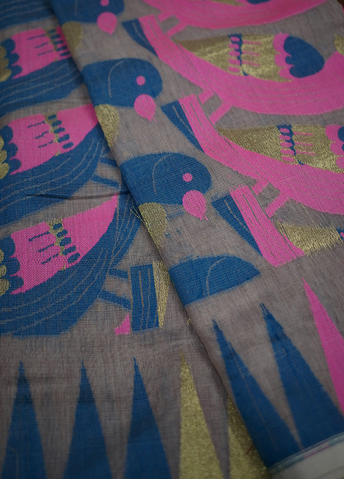 Pink Tant Jamdani Saree Without Blouse Piece - Indian Silk House Agencies