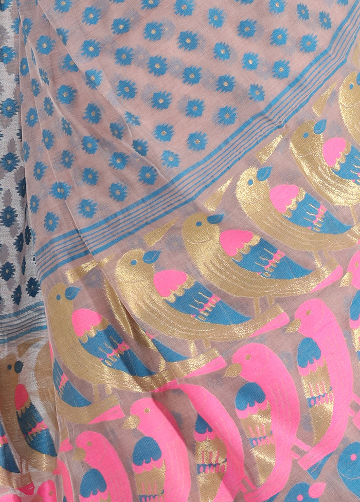 Pink Tant Jamdani Saree Without Blouse Piece - Indian Silk House Agencies