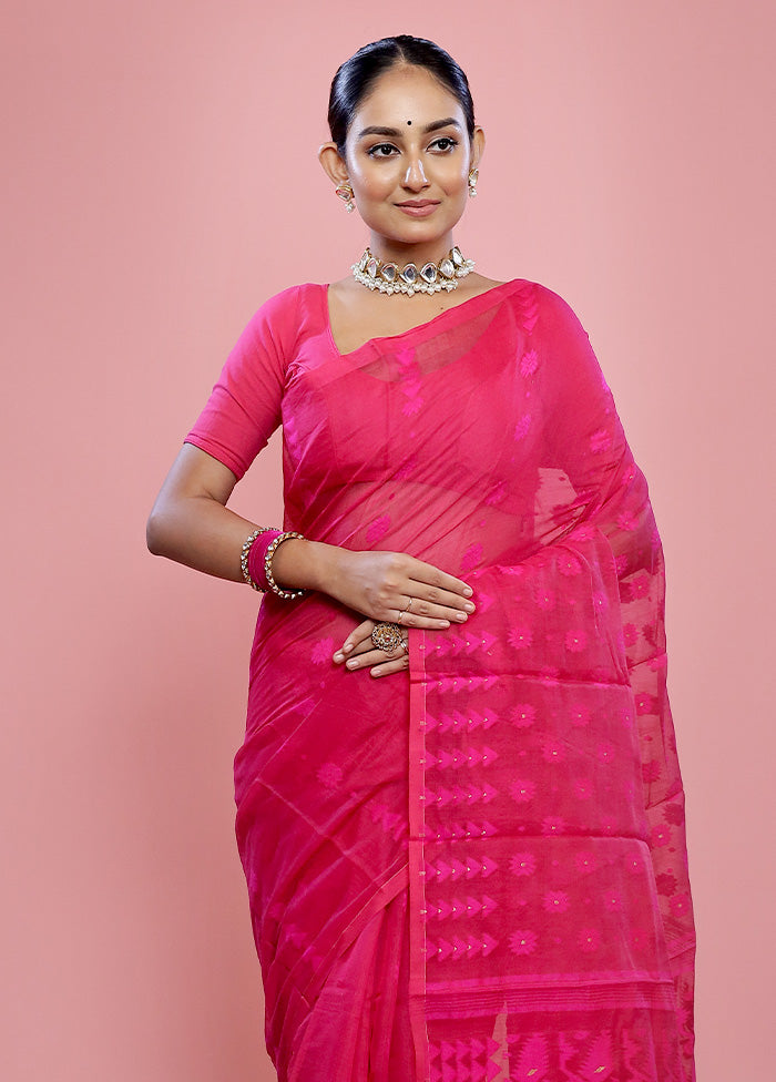 Pink Tant Cotton Saree Without Blouse Piece - Indian Silk House Agencies