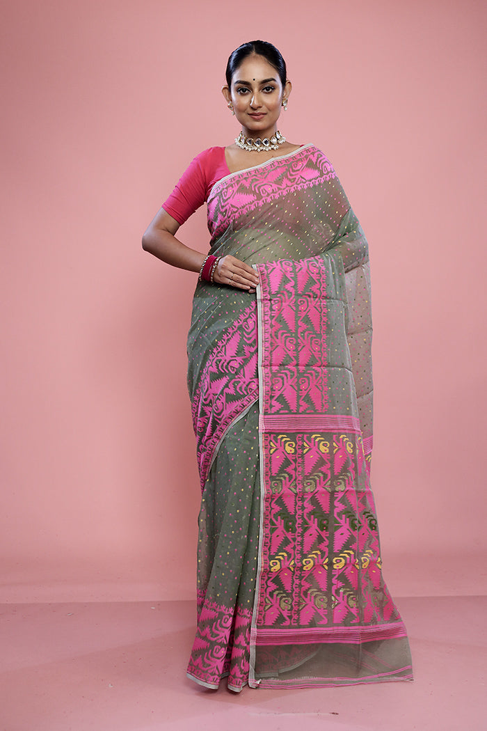 Green Tant Cotton Saree Without Blouse Piece - Indian Silk House Agencies