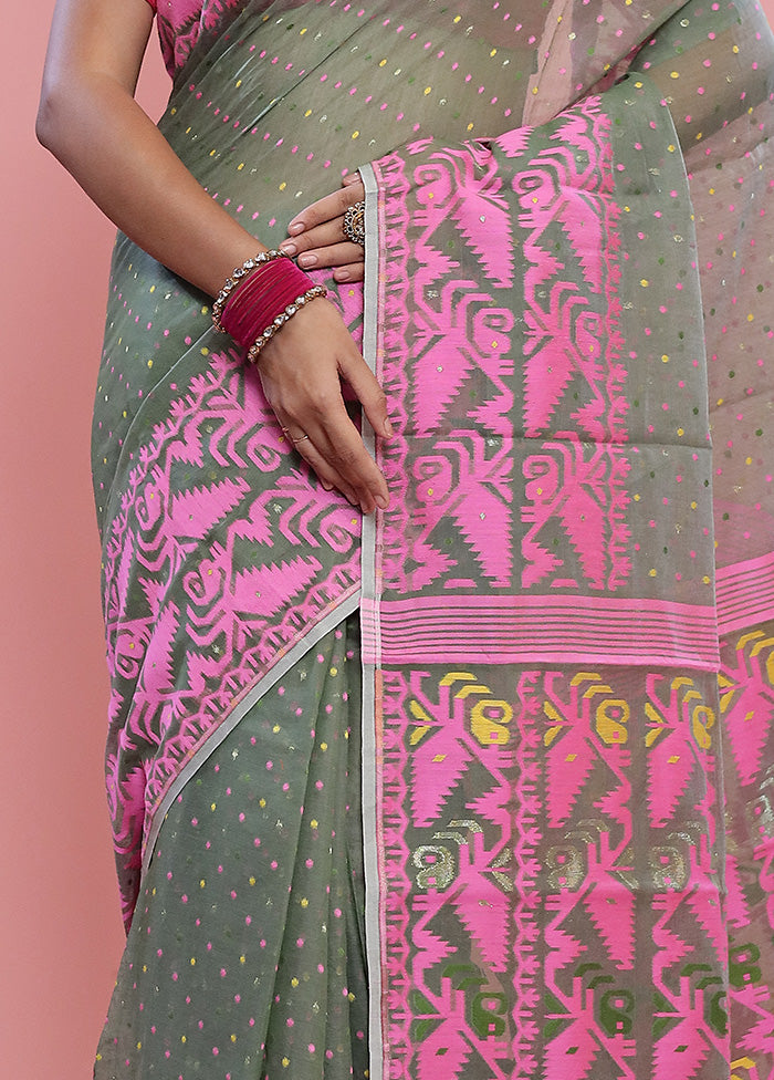 Green Tant Cotton Saree Without Blouse Piece - Indian Silk House Agencies