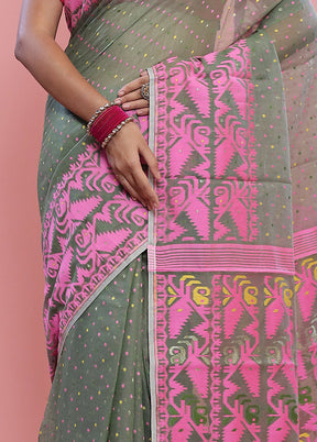 Green Tant Cotton Saree Without Blouse Piece - Indian Silk House Agencies