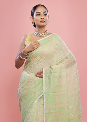 Cream Tant Cotton Saree Without Blouse Piece - Indian Silk House Agencies