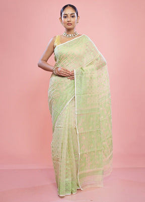 Cream Tant Cotton Saree Without Blouse Piece - Indian Silk House Agencies